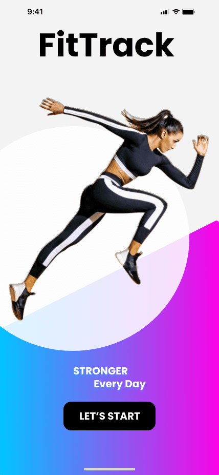 FitTrack app onboarding screen